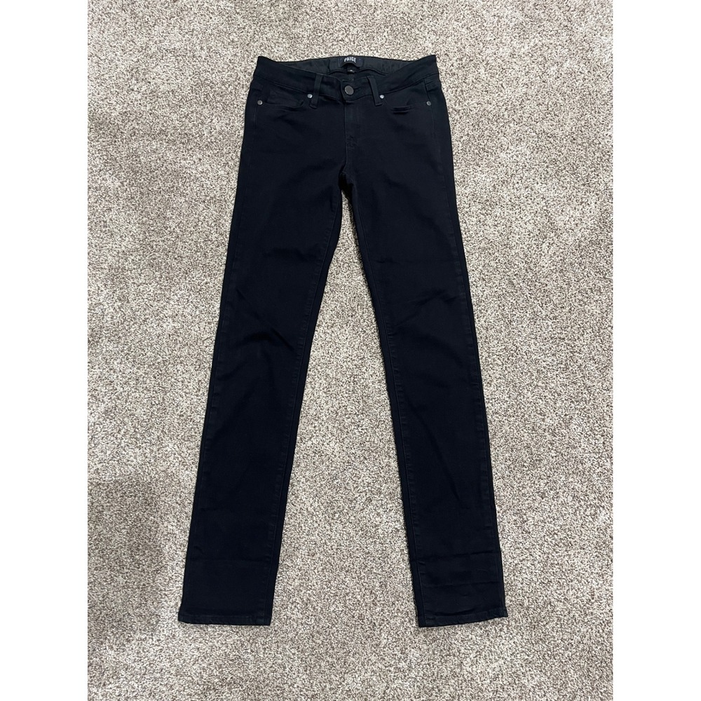 Paige Skyline Skinny Jeans Black Mid Rise Stretch Denim Size 26 Made‎ in USA